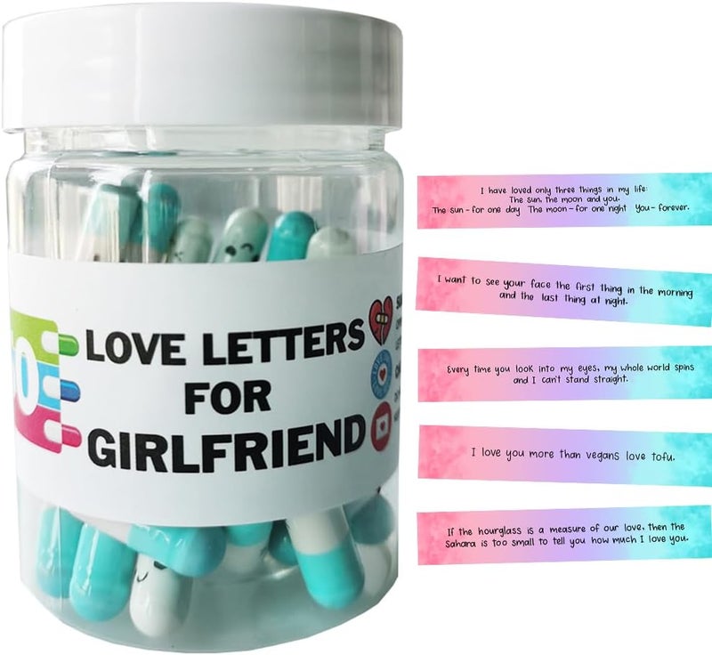 Infmetry Gifts For Girlfriend Prewritten Message In Capsule Lovely Notes Birthday Anniversary Valentines Day Gifts for Her (Light Blue Girlfriend 50pcs) - Image 1