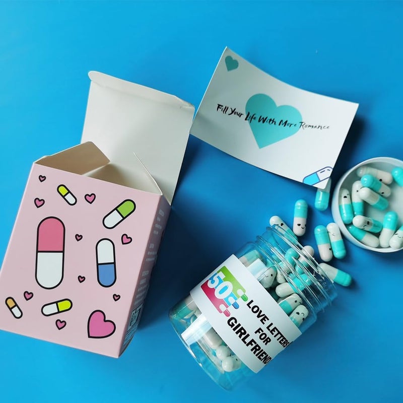 Infmetry Gifts For Girlfriend Prewritten Message In Capsule Lovely Notes Birthday Anniversary Valentines Day Gifts for Her (Light Blue Girlfriend 50pcs) - Image 4