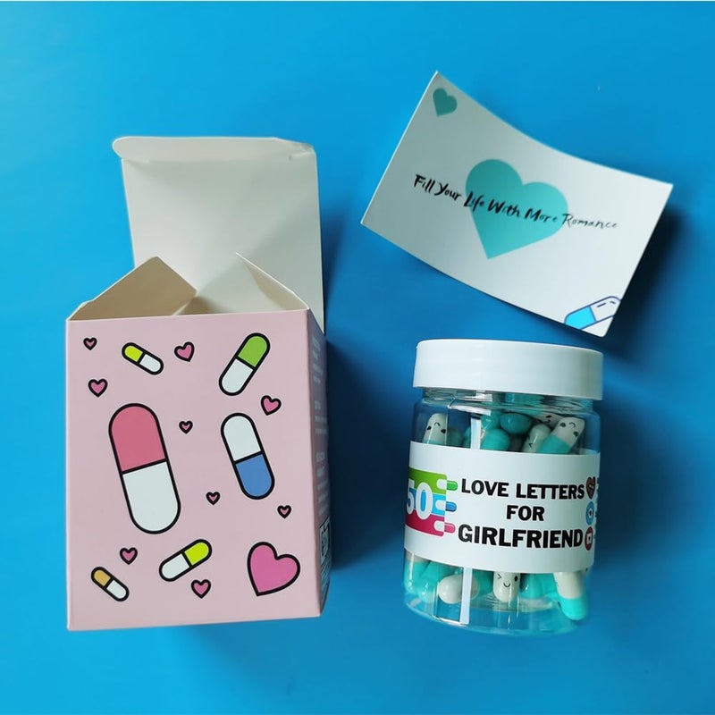 Infmetry Gifts For Girlfriend Prewritten Message In Capsule Lovely Notes Birthday Anniversary Valentines Day Gifts for Her (Light Blue Girlfriend 50pcs) - Image 3