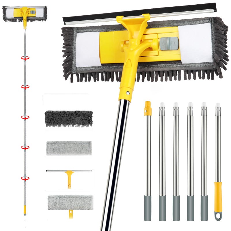 Dymoll 96" Long Handle Window Wall Cleaner Tool with Extension Pole,2 in 1 Large Window Squeegee with Cleaning Mop Tools Kit for Window/Wall/Baseboard/Floors Clean/Solar Panel Washer - Image 1