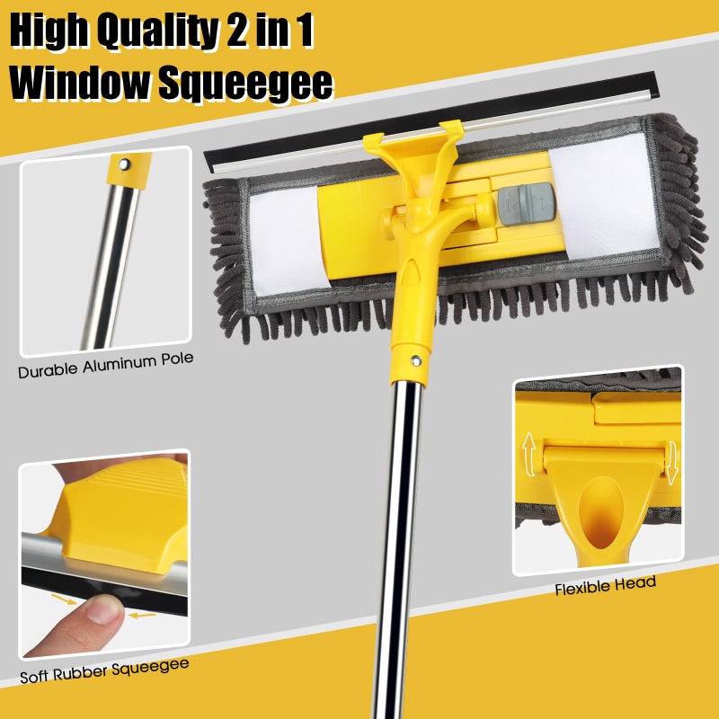 Dymoll 96" Long Handle Window Wall Cleaner Tool with Extension Pole,2 in 1 Large Window Squeegee with Cleaning Mop Tools Kit for Window/Wall/Baseboard/Floors Clean/Solar Panel Washer - Image 3