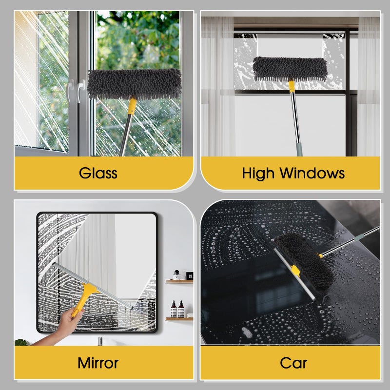 Dymoll 96" Long Handle Window Wall Cleaner Tool with Extension Pole,2 in 1 Large Window Squeegee with Cleaning Mop Tools Kit for Window/Wall/Baseboard/Floors Clean/Solar Panel Washer - Image 5