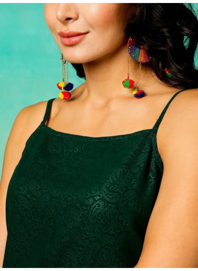 أيه كيه إس Green Printed Kurta & Foral Printed Palazzo With Dupatta Set