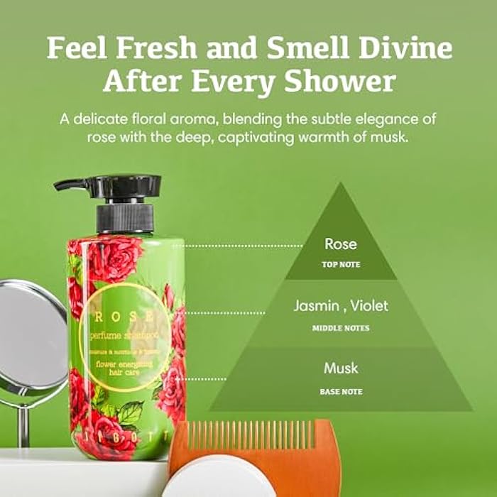 Jigott - Rose Perfume Shampoo 16.9 FL OZ, 500ml, Soft Rose Scent, K-beauty hair care - Image 3
