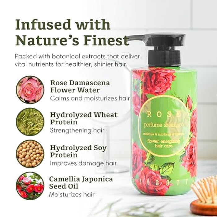 Jigott - Rose Perfume Shampoo 16.9 FL OZ, 500ml, Soft Rose Scent, K-beauty hair care - Image 5