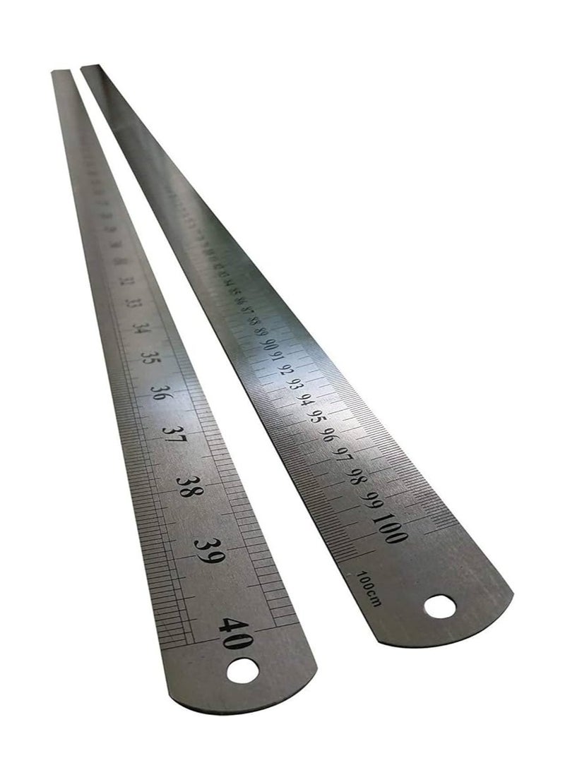 Generic Large Stainless Steel Ruler Rule Measuring Measure Straight Edge 1 Metre Meter 40" 100cm  - Image 1