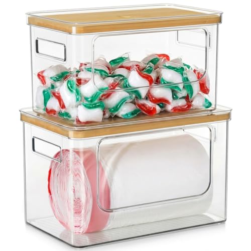 Hudgan Trash Bag Dispenser Under Sink, 2 in 1 Garbage Bag Holder Dishwasher Pods Organizer for Kitchen Pantry Laundry Room - Image 1