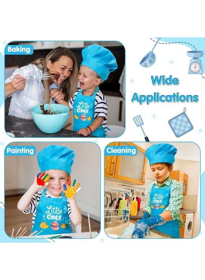 R HORSE R HORSE 2 Pcs Kid Apron and Chef Hat Set, Adjustable Children Blue Kitchen Apron Cooking Baking Painting and Training Kits Dress up Role Play Chef Toy Kid Funny Cooking Gift New Year  - Image 4