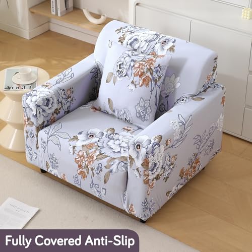HOKIPO Polyester Blend 140 Gsm Stretchable Sofa Cover For 2 Seater Sofa, Gentle Grey Dahlia (Ar-5128-D5) - Image 5