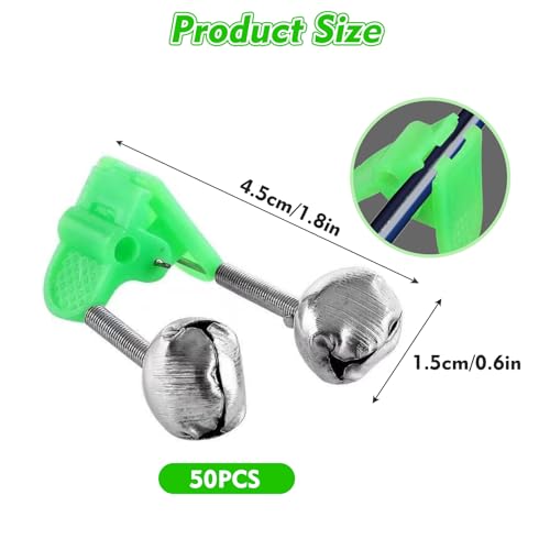 EoaMen 50PCS Fishing Bells Dual Alert Fishing Bells for Rods Clip on Fishing Rod Fishing Bells for Night Fishing Ice Fishing - Image 3