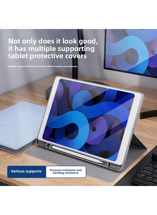 Generic - Suitable For 2025ipad Flat Pro11 Protective Case Y-fold 10 Generation Pen Slot Air11 Anti-fall For Iphone 10.2 Case-Color:Glacier Blue [book K-fold] Pen Tray-Applicable Models:Ipadpro11 [18/20/21/22] Universal - Image 1