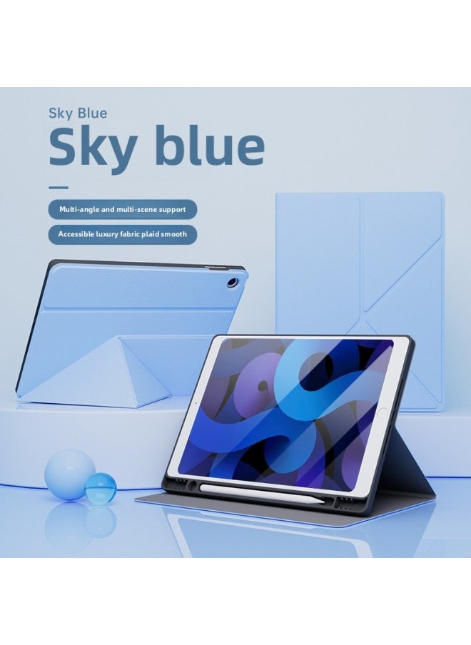 Generic - Suitable For 2025ipad Flat Pro11 Protective Case Y-fold 10 Generation Pen Slot Air11 Anti-fall For Iphone 10.2 Case-Color:Glacier Blue [book K-fold] Pen Tray-Applicable Models:Ipadpro11 [18/20/21/22] Universal - Image 1