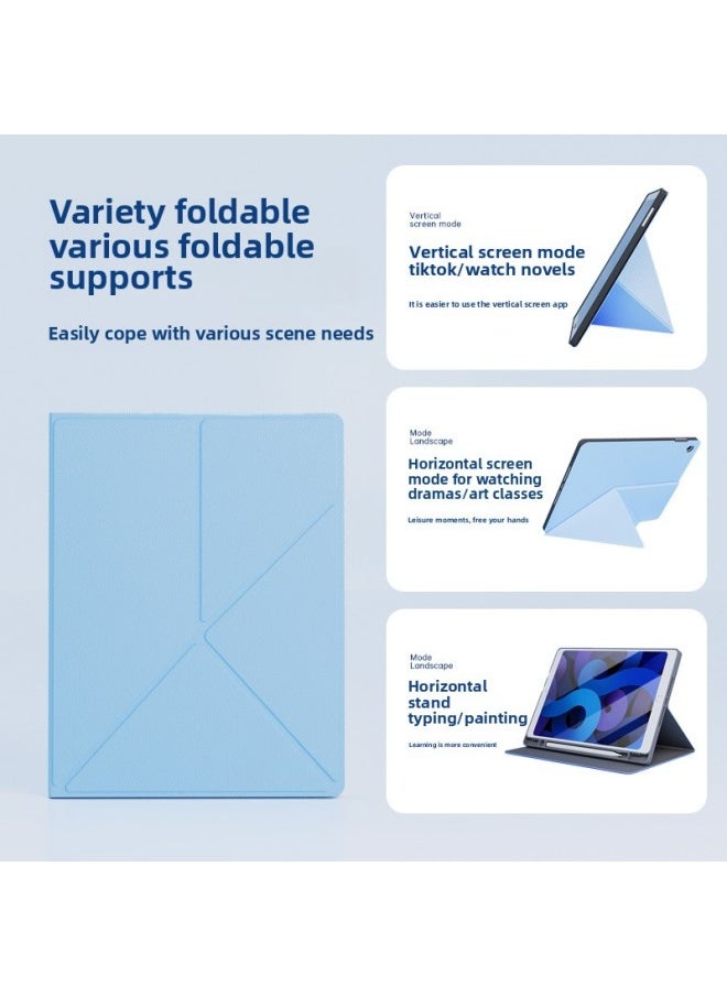Generic - Suitable For 2025ipad Flat Pro11 Protective Case Y-fold 10 Generation Pen Slot Air11 Anti-fall For Iphone 10.2 Case-Color:Glacier Blue [book K-fold] Pen Tray-Applicable Models:Ipadpro11 [18/20/21/22] Universal - Image 1