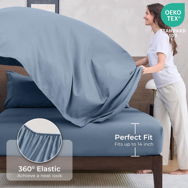 HEVUMYI Dusty Blue King Comforter Set - 7-Piece All Season Bed in a Bag King, Ultra Soft Bedding Set with Comforter, Flat Sheet, Fitted Sheet, Pillowcases, Pillow Shams - Image 5