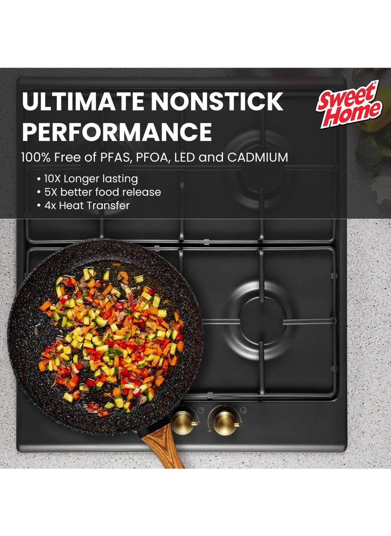 Sweet Home - Sweet Home Frying Pan with Durable Marble Coating Induction Safe Non-Stick Frying/Saute Pan PFOA Free Induction & Gas Fry Pan Non Stick Frying Pan (26cm) - Image 1