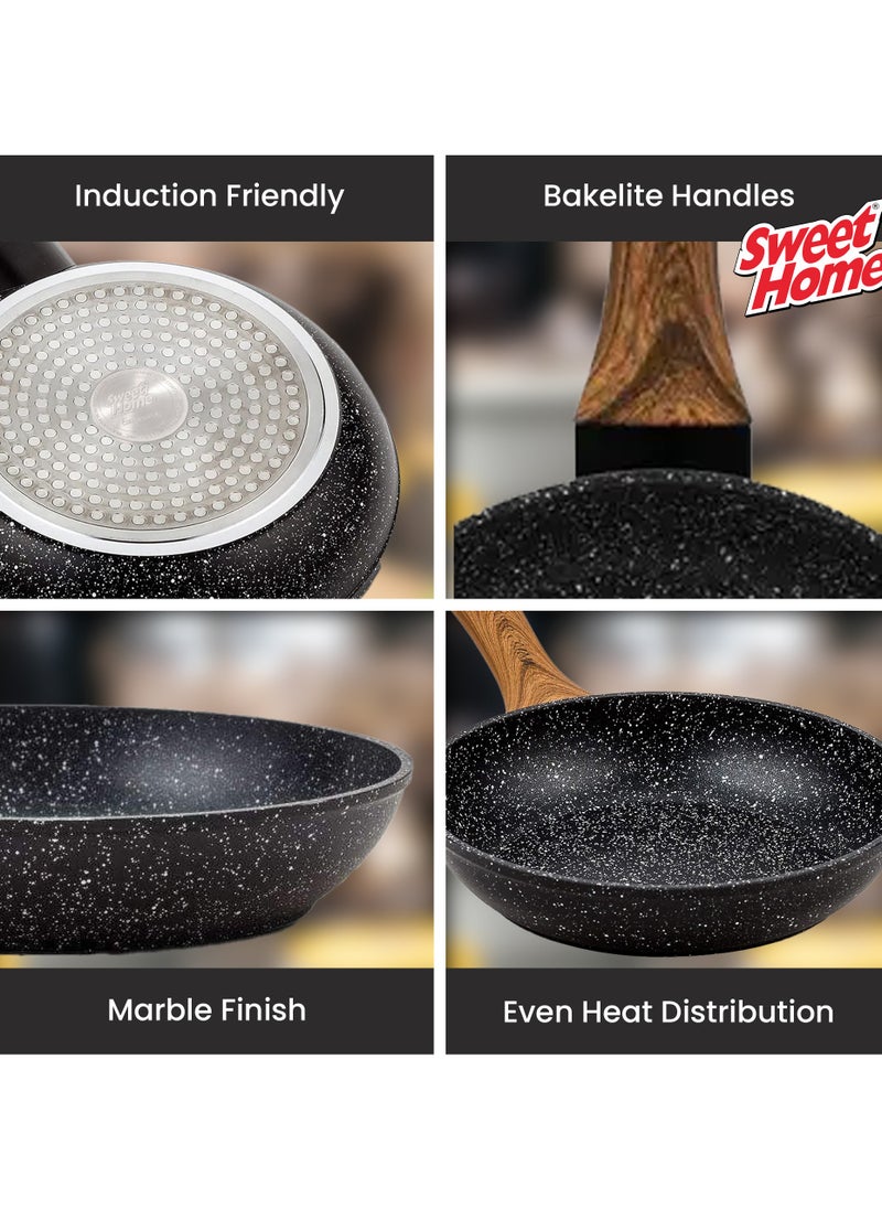 Sweet Home - Sweet Home Frying Pan with Durable Marble Coating Induction Safe Non-Stick Frying/Saute Pan PFOA Free Induction & Gas Fry Pan Non Stick Frying Pan (26cm) - Image 1
