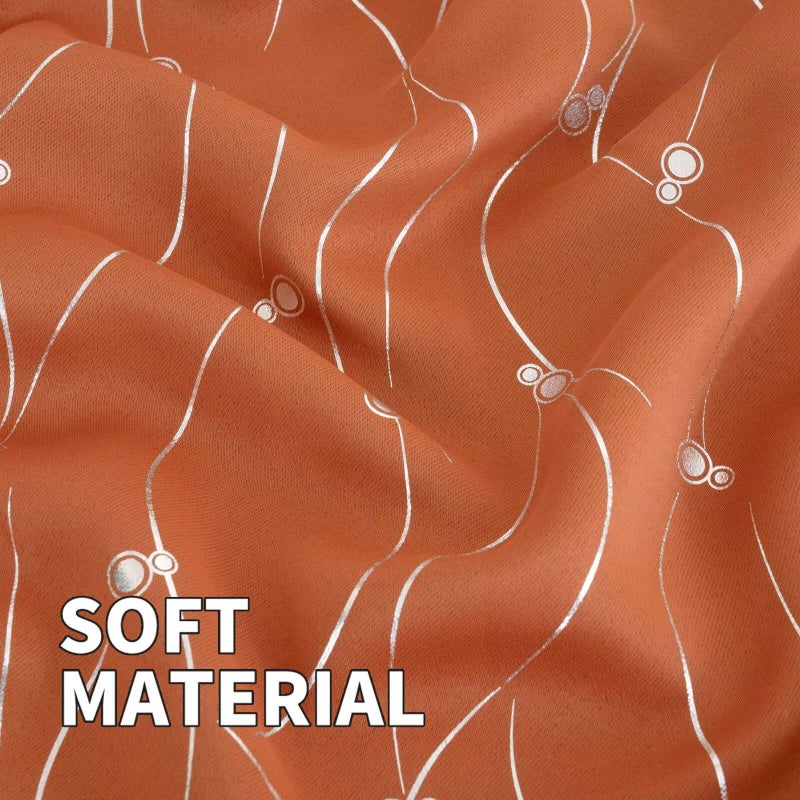 BGment Terracotta Blackout Curtains 84 Inch Length 2 Panels Set, Grommet Thermal Insulated Blackout Curtains with Wave Line and Dots Printed for Bedroom, 2 Panels, Each Panel 52 x 84 Inch - Image 5