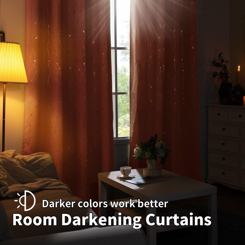 BGment Terracotta Blackout Curtains 84 Inch Length 2 Panels Set, Grommet Thermal Insulated Blackout Curtains with Wave Line and Dots Printed for Bedroom, 2 Panels, Each Panel 52 x 84 Inch - Image 3