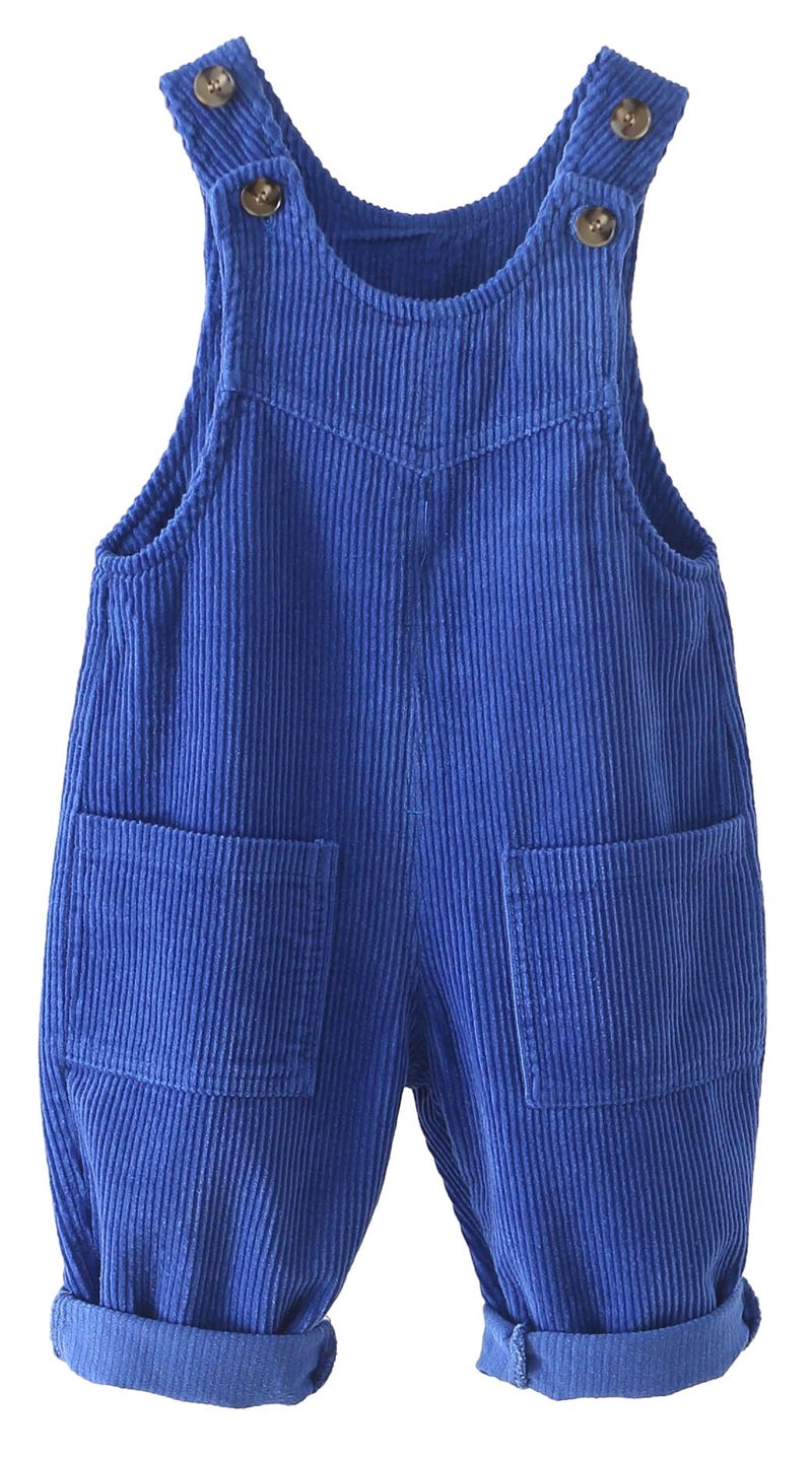 Happy Cherry Baby Boy Girls Corduroy Overalls Toddler Bib Pants Infant Suspender Jumpsuit Romper Fall Outfit Blue 2-3 Years - Image 1