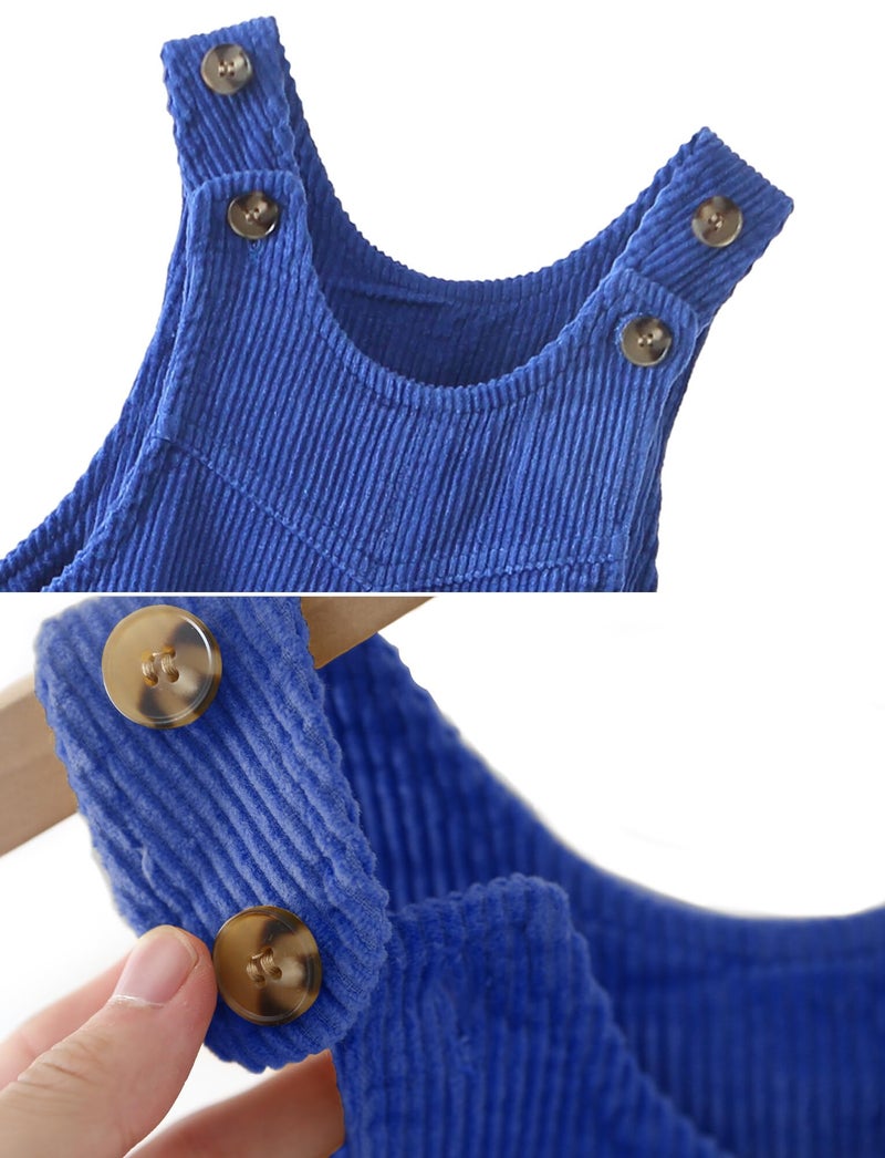 Happy Cherry Baby Boy Girls Corduroy Overalls Toddler Bib Pants Infant Suspender Jumpsuit Romper Fall Outfit Blue 2-3 Years - Image 4