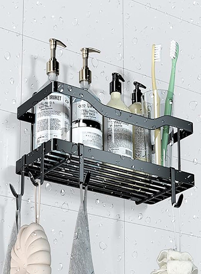 Arabest 5 Pack Shower Caddy, Adhesive Bathroom Organizer, No Drilling, Large Capacity, Rustproof Stainless Steel Bathroom Shower Organizer with 4 Hooks, Shower Shelf for Inside Shower Black - Image 5