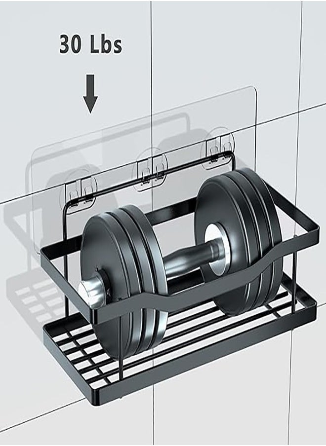Arabest 5 Pack Shower Caddy, Adhesive Bathroom Organizer, No Drilling, Large Capacity, Rustproof Stainless Steel Bathroom Shower Organizer with 4 Hooks, Shower Shelf for Inside Shower Black  - Image 3