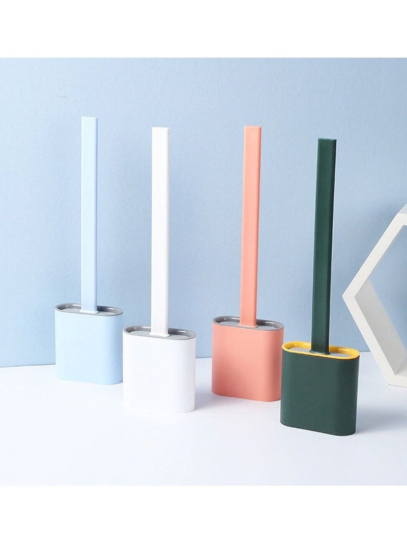 4Pcs Toilet Brush Silicone No Dead Corner Cleaning Brush Bathroom Flat Head Soft Flexible Brush With Bracket Toilet Kit Accessories - Image 1
