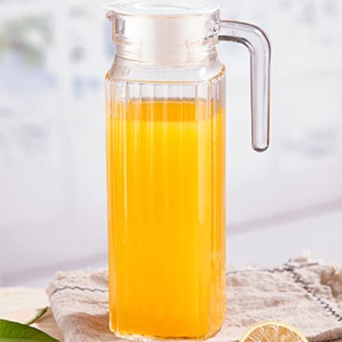 NeWine Premium 1100ml Glass Water Jug with Plastic Lid & Handle | 1.1L Transparent Beverage Carafe for Home, Office, Etc. | Pitcher for Serve Water, Milk, Juice, Beverage, Chaas, Cocktail (Lining Jug) - Image 2