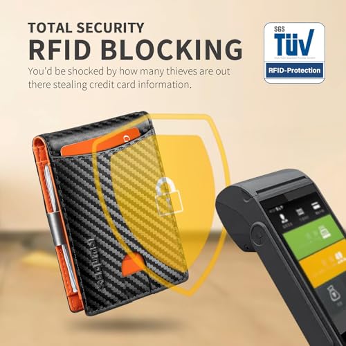 RUNBOX Money Clip Slim Wallets for Men RFID Blocking 11 Card Holder Minimalist Small Leather Bifold Men's Front Pocket Wallet Gift Box - Image 5