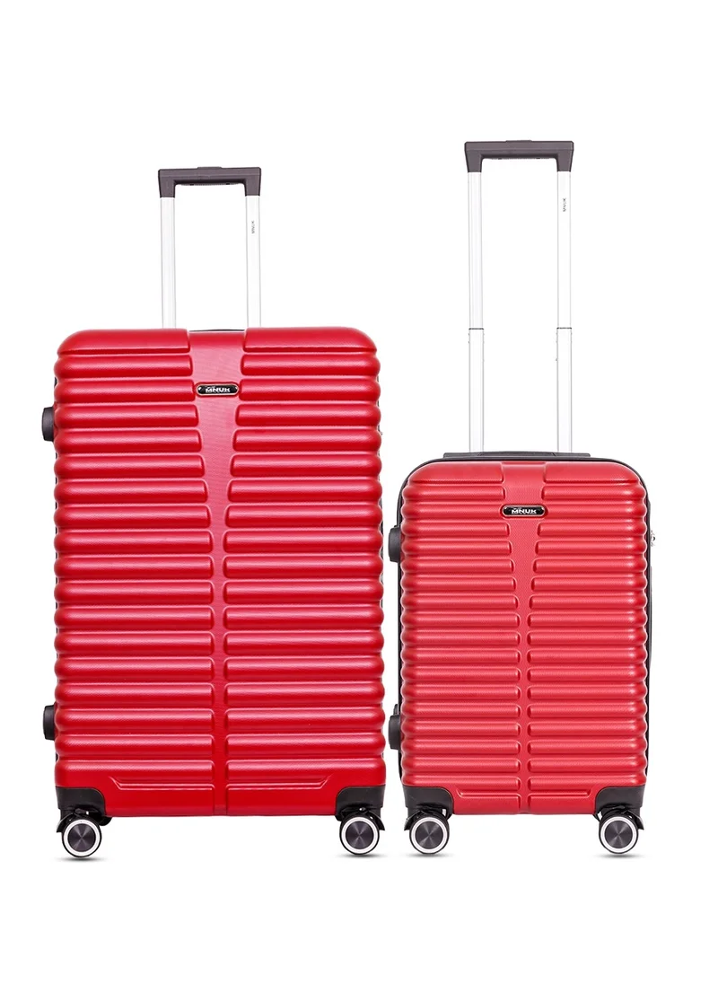 MNUK Destiny Set of 2 Luggage | Hardside Soft Handle Trolley with TSA Lock |Double 360° 8 Wheeler| Cabin-20 Inch, Large-28 Inch| Red
