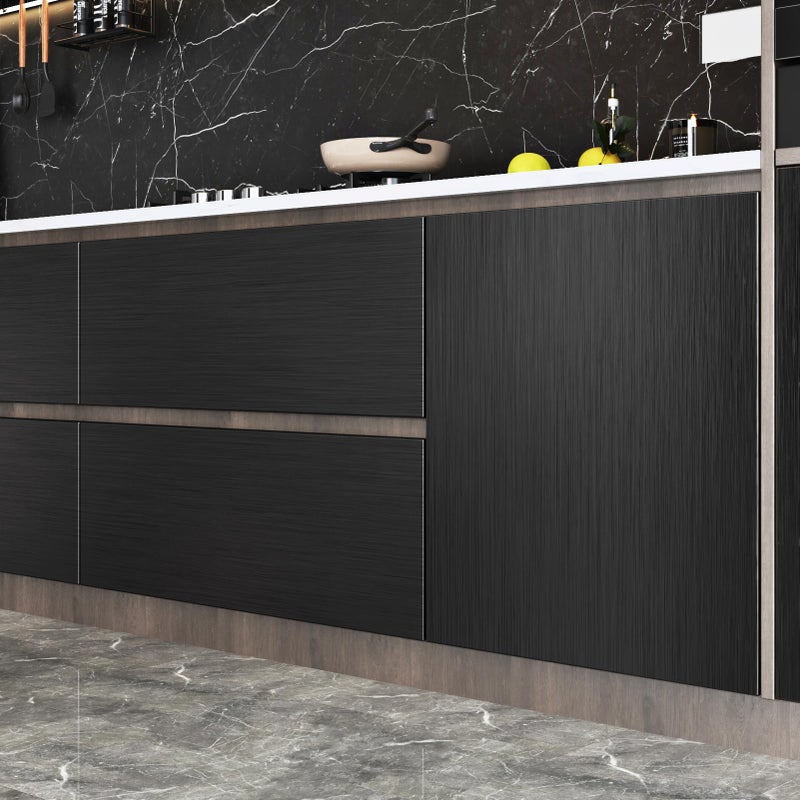 Wallderful Black Stainless Steel Wallpaper Peel and Stick Backsplash Refrigerator Wrap Metallic Black Contact Paper for Cabinets Countertops Modern Furniture Upgrade Brushed Wallpaper Removable Film 15.75"Ã—78" - Image 3