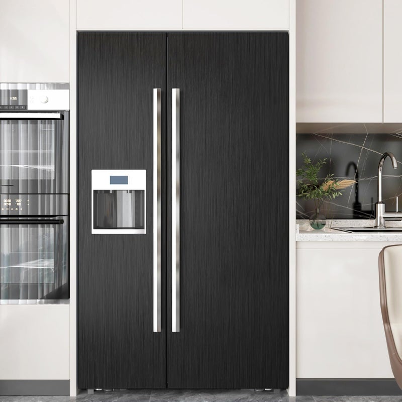 Wallderful Black Stainless Steel Wallpaper Peel and Stick Backsplash Refrigerator Wrap Metallic Black Contact Paper for Cabinets Countertops Modern Furniture Upgrade Brushed Wallpaper Removable Film 15.75"Ã—78" - Image 1