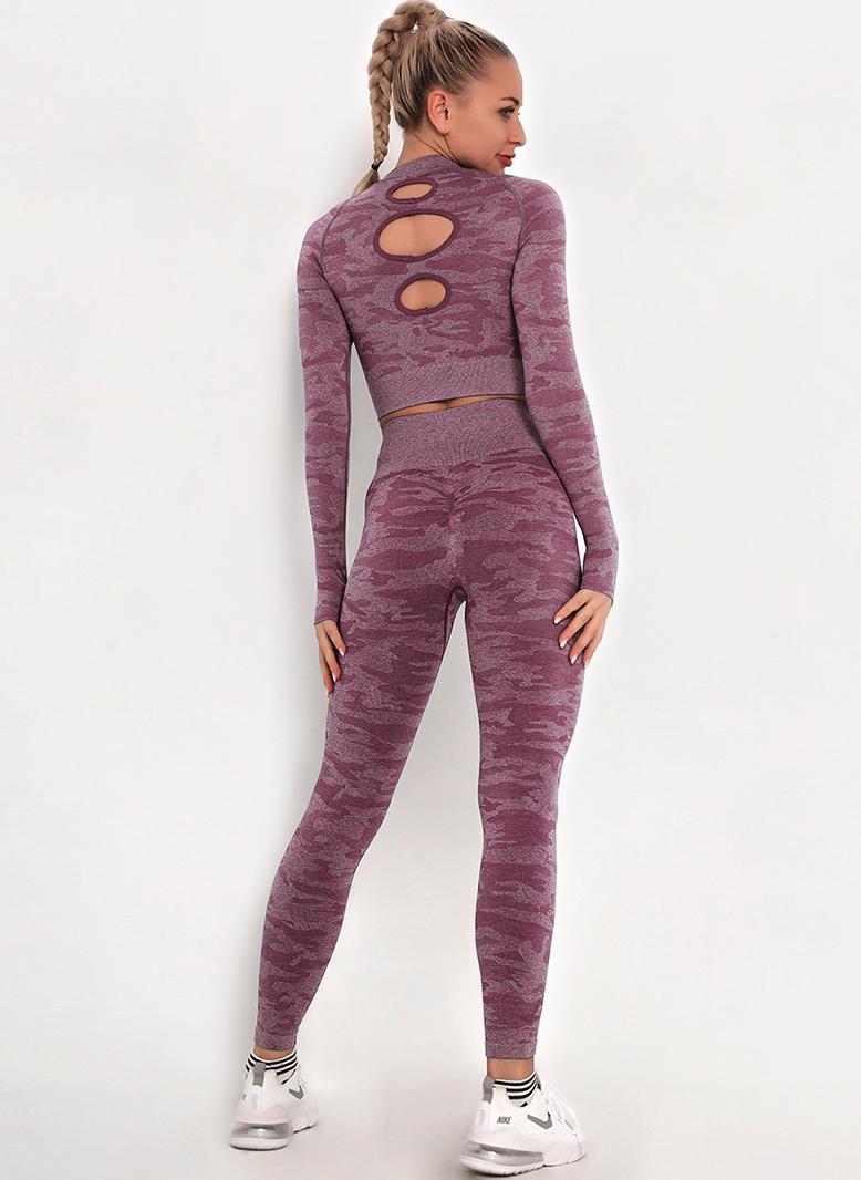 رياضي دائري مموهه بإمتصاص كم راجلان طقم بناطيل احمر - Image 2