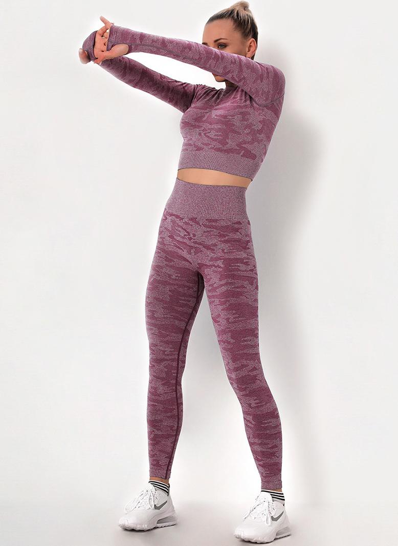 رياضي دائري مموهه بإمتصاص كم راجلان طقم بناطيل احمر - Image 1