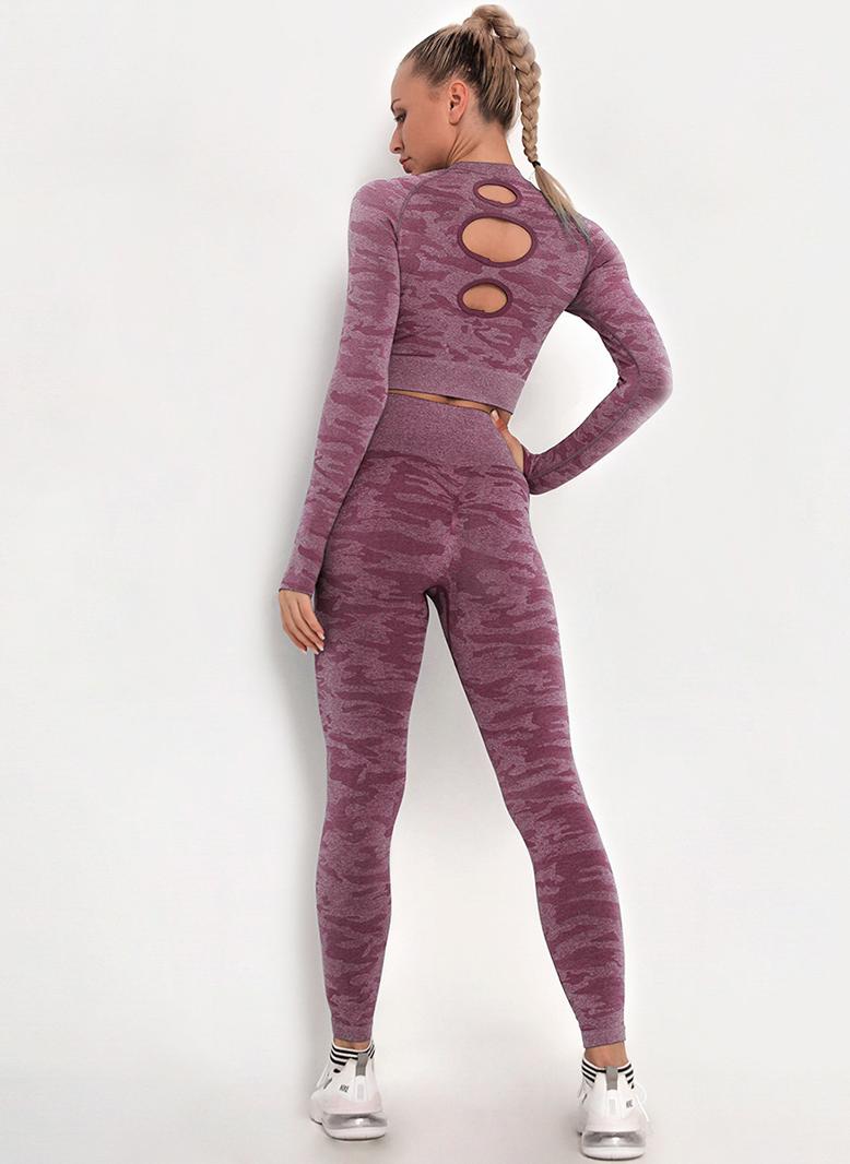 رياضي دائري مموهه بإمتصاص كم راجلان طقم بناطيل احمر - Image 5