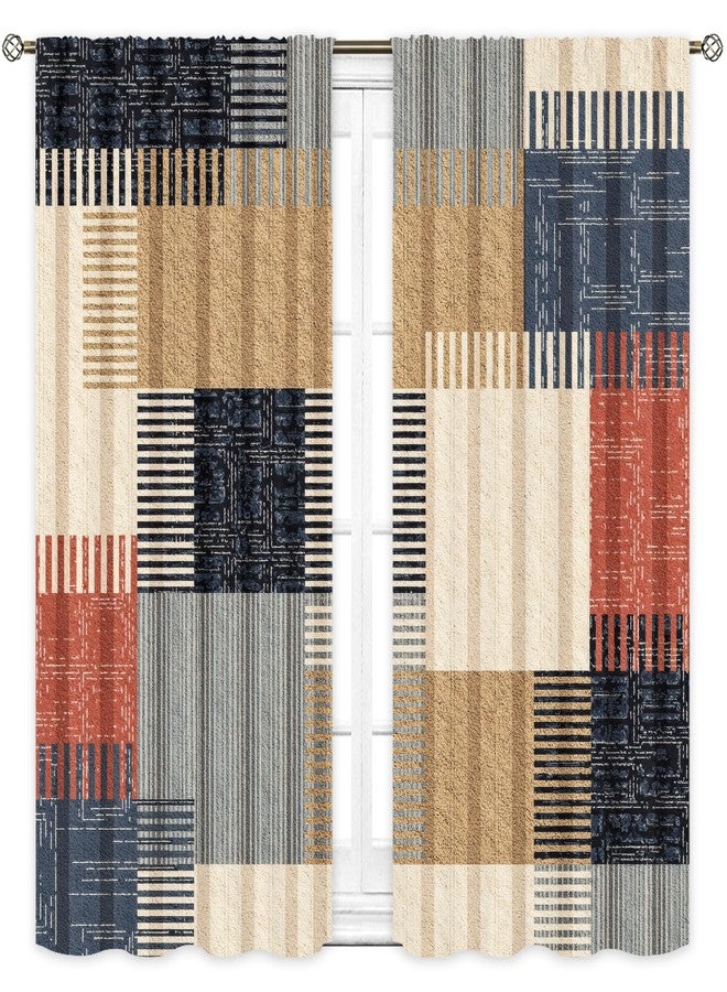 Cinbloo Abstract Colorful Stripes Curtains 42Wx63H Inch Rod Pocket Boho Modern Patchwork Color Block Contemporary Chic Vintage Art Printed Geometry Living Room Bedroom Window Drapes Treatment 2 Panels - Image 4
