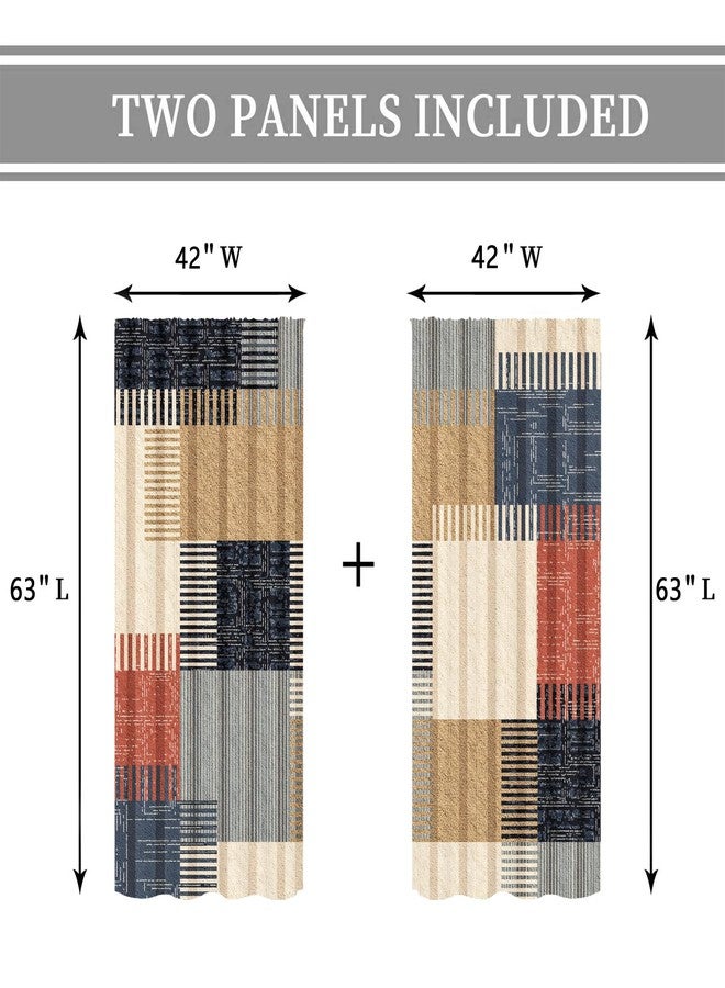 Cinbloo Abstract Colorful Stripes Curtains 42Wx63H Inch Rod Pocket Boho Modern Patchwork Color Block Contemporary Chic Vintage Art Printed Geometry Living Room Bedroom Window Drapes Treatment 2 Panels - Image 3