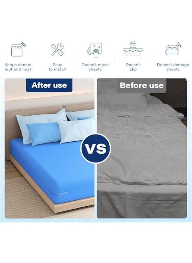 MIXDE 4 Pieces Bed Sheet Holder Set with Lock, Heavy Duty Non-Slip Bed Sheet Clips Fasteners,Bed Sheet Holders Fixing Corner Tightener Clips for All Size Mattress, Blankets, Bedding (Grey)  - Image 4
