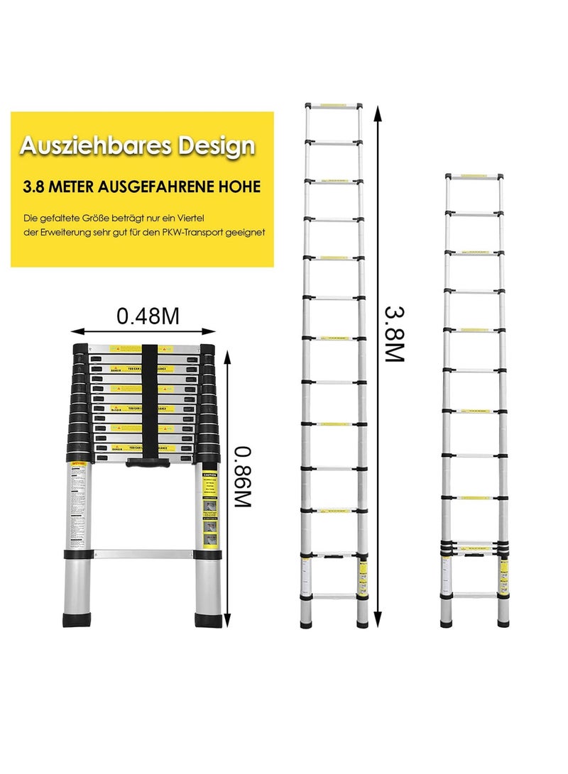 Insopia 12ft Extendable Telescopic Ladder, Large Folding Telescopic Ladder - Image 2