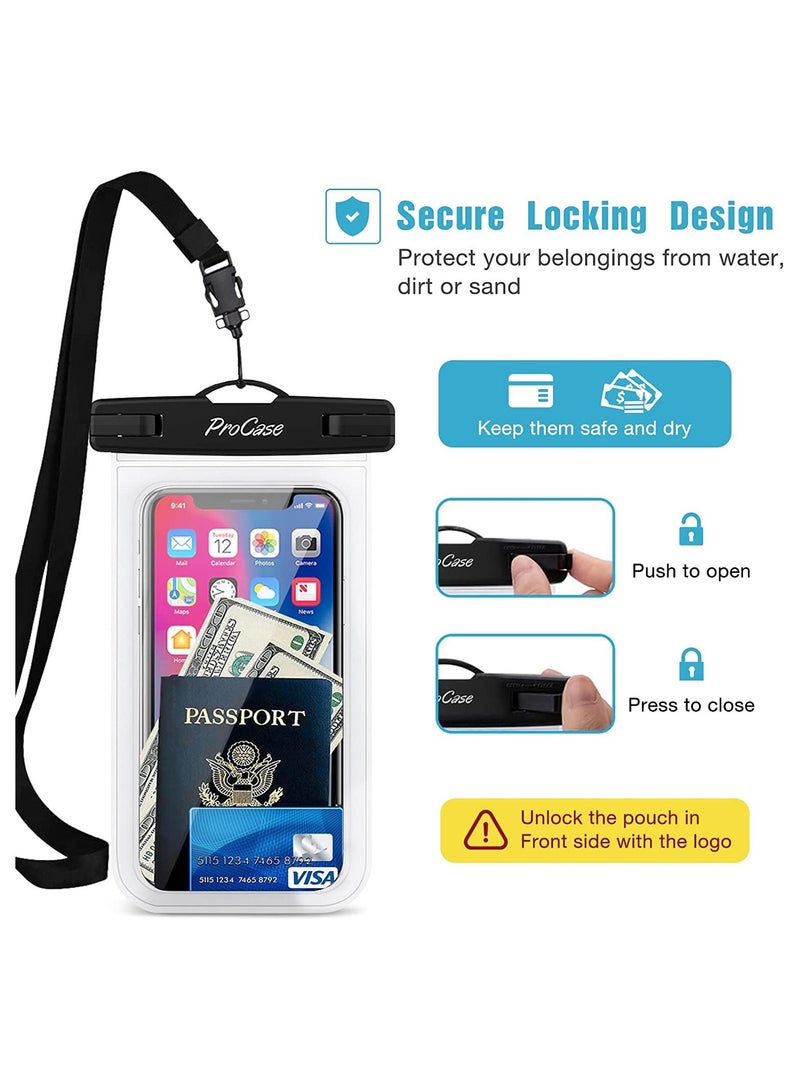 Procases Waterproof Phone Pouch, Universal Cellphone Dry Bag for iPhone 13 12 11 Pro Max iPhone XR/X/8/7/6S, Underwater Case for Samsung Galaxy S20 S10 S9 S8 Pixel up to 7.0" -2Pack,Clear - Image 5
