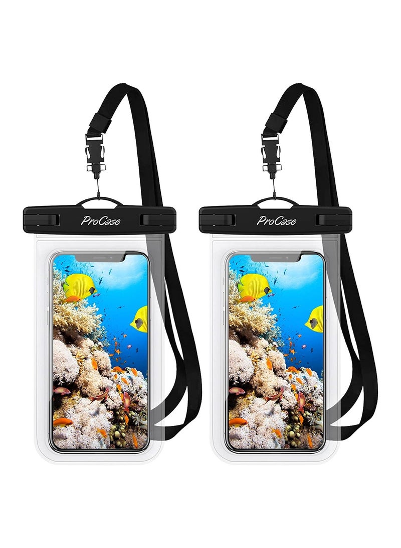 Procases Waterproof Phone Pouch, Universal Cellphone Dry Bag for iPhone 13 12 11 Pro Max iPhone XR/X/8/7/6S, Underwater Case for Samsung Galaxy S20 S10 S9 S8 Pixel up to 7.0" -2Pack,Clear - Image 1