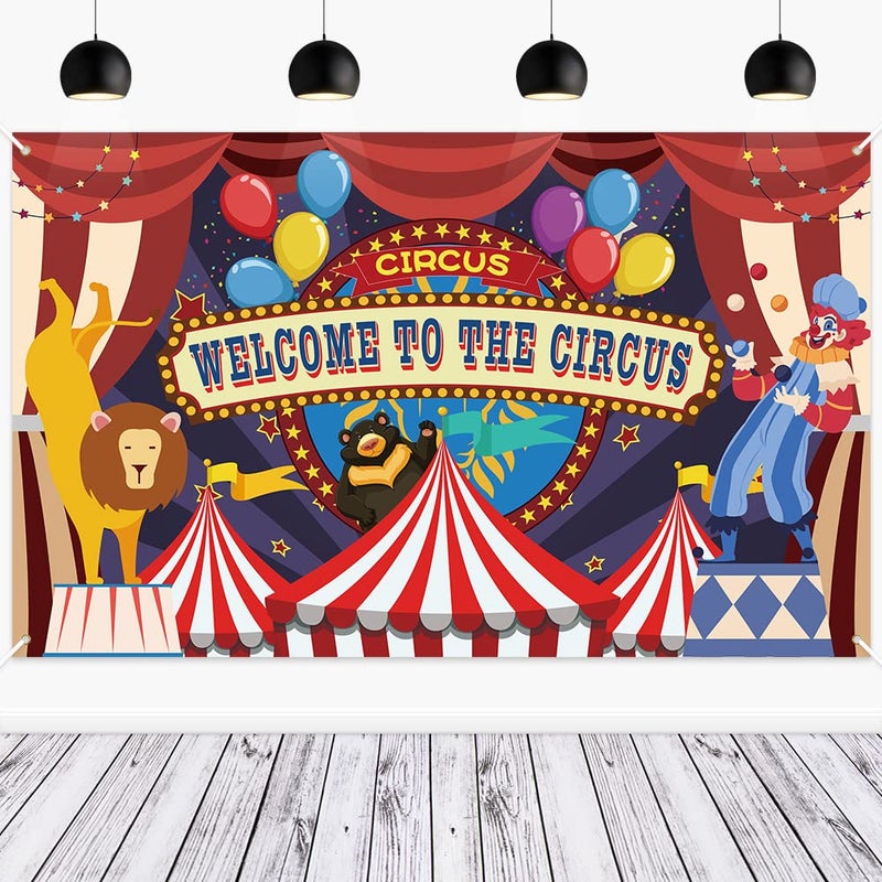 Circus Theme Backdrop Welcome to The Carnival Backdrop for Circus Carnival Party Decorations Supplies Circus Birthday Banner Circus Animals Party Decoration 6x36ft