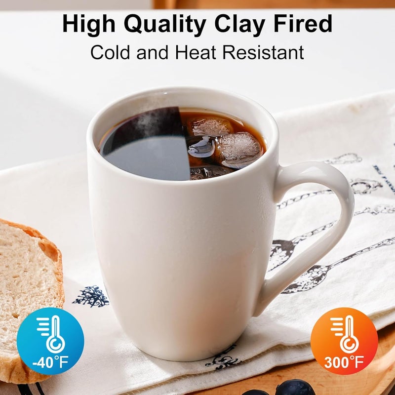 PARACITY Coffee Mug Ceramic, Large Coffee Cups Ceramic Set of 2, 12 OZ White Coffee Mugs for Latte, Tea, Cappuccino, Cocoa-Microwavable - Image 2