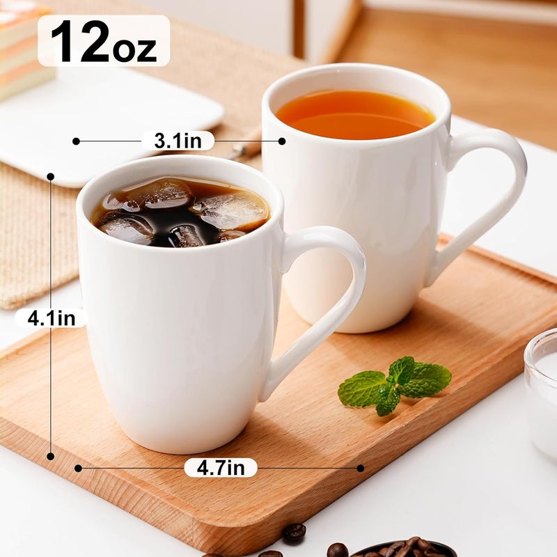 PARACITY Coffee Mug Ceramic, Large Coffee Cups Ceramic Set of 2, 12 OZ White Coffee Mugs for Latte, Tea, Cappuccino, Cocoa-Microwavable - Image 3