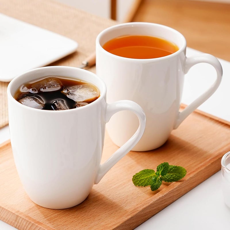 PARACITY Coffee Mug Ceramic, Large Coffee Cups Ceramic Set of 2, 12 OZ White Coffee Mugs for Latte, Tea, Cappuccino, Cocoa-Microwavable - Image 1