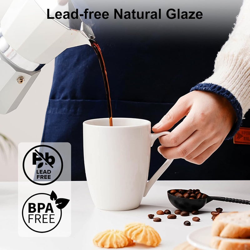 PARACITY Coffee Mug Ceramic, Large Coffee Cups Ceramic Set of 2, 12 OZ White Coffee Mugs for Latte, Tea, Cappuccino, Cocoa-Microwavable - Image 4