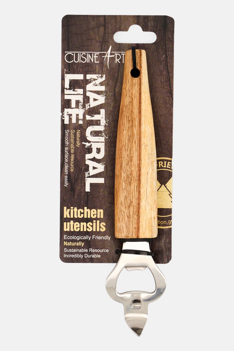 Cuisine Art Stainless Steel Bottle Opener With Acacia Wood Handle, Beige  - Image 1