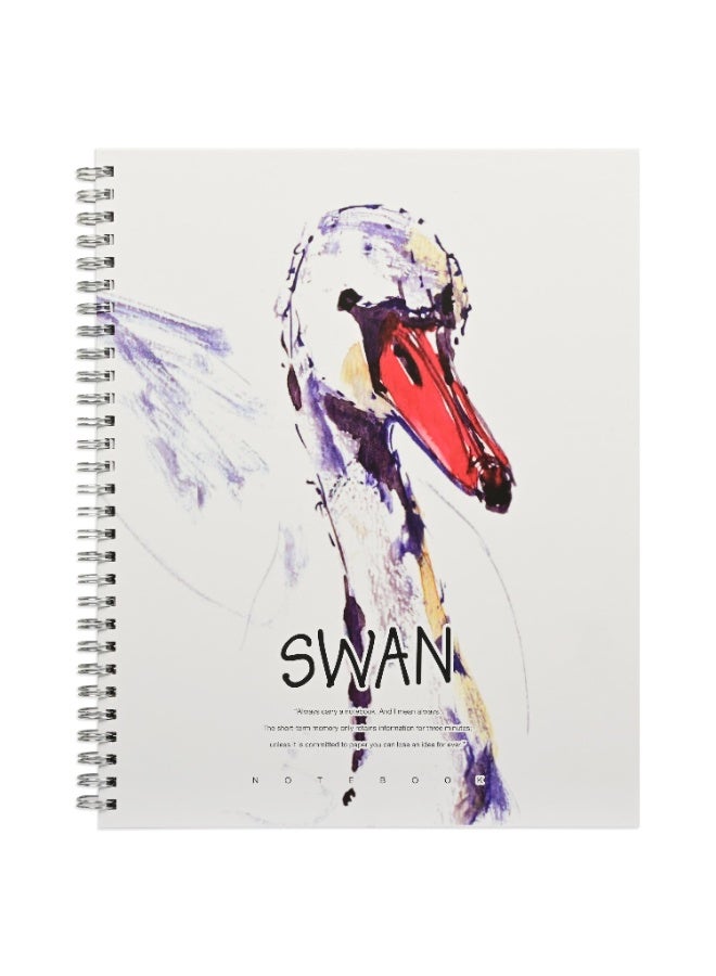 FIS Notebook Double Loop Spiral Binding, Hard Cover Materials, Size 10x8" Inches, 8mm Single Line Ruling, 96 Sheets, 192 Pages, Packet of 5 Pieces, Swan Cover Design 2-FSNBSHC1896-SWA2  - Image 4