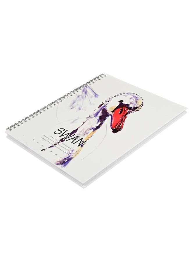 FIS Notebook Double Loop Spiral Binding, Hard Cover Materials, Size 10x8" Inches, 8mm Single Line Ruling, 96 Sheets, 192 Pages, Packet of 5 Pieces, Swan Cover Design 2-FSNBSHC1896-SWA2  - Image 1