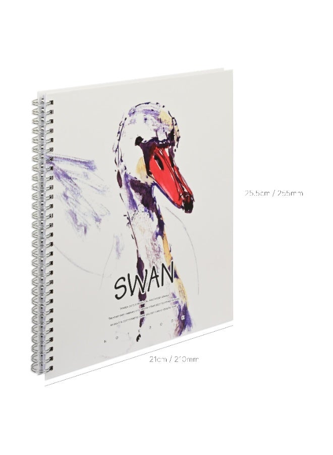 FIS Notebook Double Loop Spiral Binding, Hard Cover Materials, Size 10x8" Inches, 8mm Single Line Ruling, 96 Sheets, 192 Pages, Packet of 5 Pieces, Swan Cover Design 2-FSNBSHC1896-SWA2  - Image 3